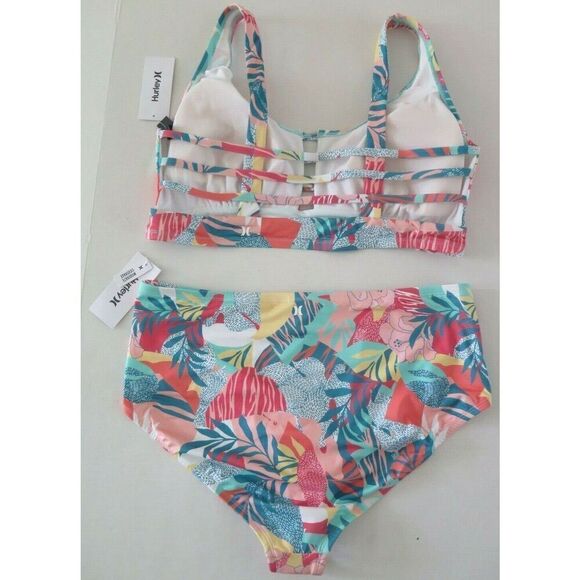 Hurley HRXP22038 Women's Sz 2XL Tropical Design 2-Piece High Waisted Bikini Set - Picture 2 of 7